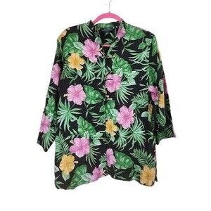 Lauren Ralph Lauren women's linen tropical shirt 3/4th sleeves tunic button